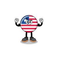 Mascot cartoon of liberia flag posing with muscle vector