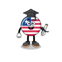 liberia flag mascot with graduation pose vector