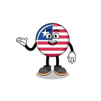 liberia flag cartoon with welcome pose vector