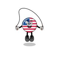 liberia flag mascot cartoon is playing skipping rope vector