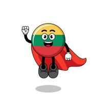 lithuania flag cartoon with flying superhero vector