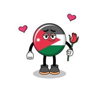 mascota de la bandera de jordania enamorarse vector