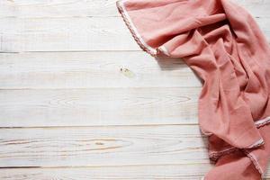 tablecloth on wooden background copy cpace mockup, copy space - tablecloth on wooden background table top view photo