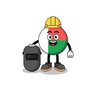 Mascot of madagascar flag as a welder vector