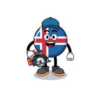 ilustración de dibujos animados de la bandera de islandia como carpintero vector