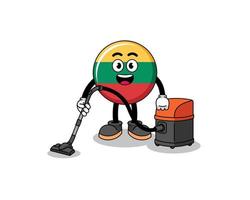 Character mascot of lithuania flag holding vacuum cleaner vector