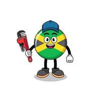 jamaica flag illustration cartoon as a plumber vector