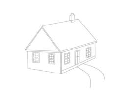 house vector line art illustration