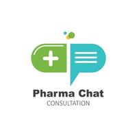 farmacia chat mensaje consulta logo icono vector ilustración
