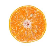 Topview of fresh shogun or tangerine orange half isolated on white background with clipping path, Concept of healthy food eating photo