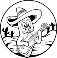 sombrero guitarra cactus mexicano cinco de mayo vector de silueta para su logotipo de trabajo, camiseta de mercadería de mascota, pegatinas y diseños de etiquetas, afiche, tarjetas de felicitación que anuncian marcas de empresas comerciales