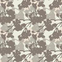 Cherry blossom branches seamless pattern grey color silhouette on beige background vector