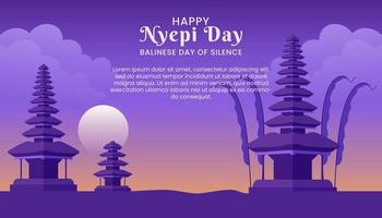 feliz día nyepi o día balinés de silencio a las ceremonias hindúes. vector