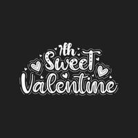 7th sweet Valentine black and color design. vector