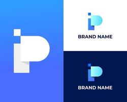 Modern Ip tech and technology company logo design template vector