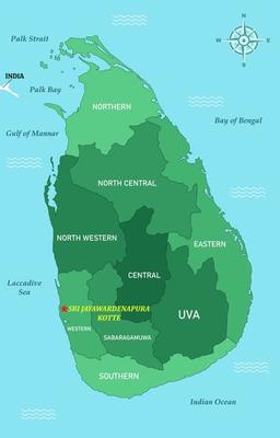 Sri Lanka Map with Detail Country Name