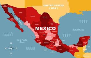 Mexico Map with Detail Country Name vector