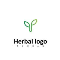 logotipo a base de hierbas símbolo de naturaleza orgánica vector