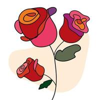 Hand drawn abstract doodle rose flowers vector