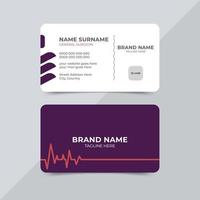 Medical care doctor business card. Modern professional double-side view clinic visiting card design template. vector