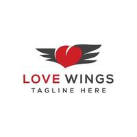 love logo shape with angel wings design vector