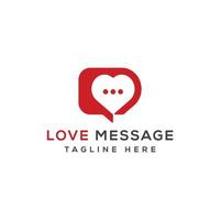 love message in heart logo design vector