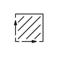 Square meter, size surface m2 icon. Measuring area dimension sign. Measure of place with length and width arrow. Quantity square metre of space. Vector illustration