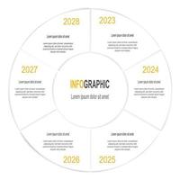 Infographic circle template, 6 steps business data illustration, Presentation timeline infographic template. vector