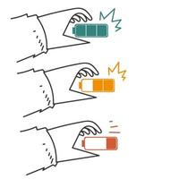 hand drawn doodle Battery level indicator illustration vector