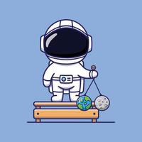 lindo personaje de astronauta jugando a la pelota de clackers vector