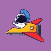 Cute Astronaut Character in a Spaceship vector