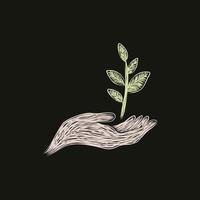 hand leaf care nature illustration artwork design vector