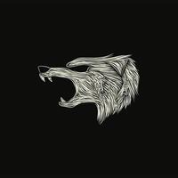 angry wolf head beast artwork illustration design vector