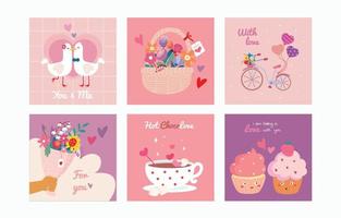 Set of Valentine's Day Fancy Card vector