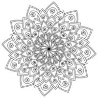 Abstract mandala with round sectional elements, meditative coloring page for creativity vector