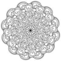 Mandala with hearts, ribbons and ornate patterns, meditative coloring page for valentines day vector