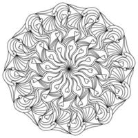Fantasy mandala with hearts and ornate patterns, meditative coloring page for Valentines day vector