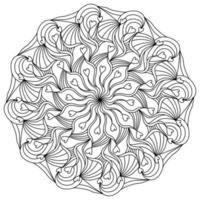 Fantasy mandala with hearts and ornate patterns, meditative coloring page for Valentines day vector