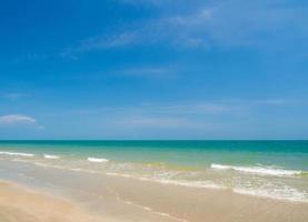 view summer landscape Suan Son Beach has Clean white sand beach Stretching along coast Gulf Thailand East country And  clear skies, suitable for relaxation, vacation in Thailand Rayong photo