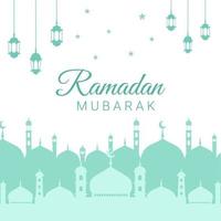 Pastel Green Ramadan Mubarak Greeting vector