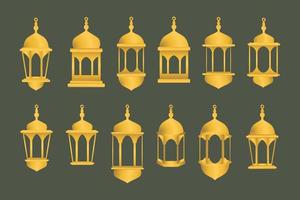 Golden Islamic Lantern for Ramadan Eid Mubarak vector