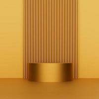 Gold product background stand or podium pedestal. 3D illustration photo