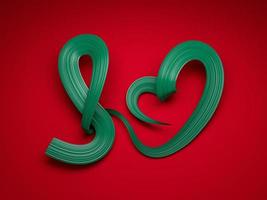 ilustración 3d de cinta ondulada en forma de corazón de bandera de bangladesh foto