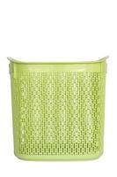 Green plastic basket isolated on white background. photo
