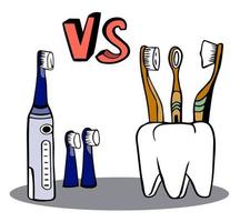 oral and dental hygiene. Dental Cleaning Tools - Electric toothbrush vs bamboo toothbrush. World Oral Health Day. Oral Cancer Awareness Month. awareness of oral health issues. vector