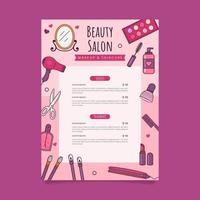 lista de precios de salón de belleza plana. - vectores. vector