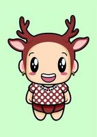 set of baby expression with deer custome vector