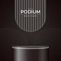 Abstract 3D room with realistic cylindrical pedestal-podiums in brown, presented in vector format EPS10. Scene for product demonstration layouts and stage showcases with vector geometric shapes.