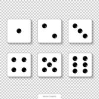 los dados de juego realistas con puntos negros y bordes redondeados, aislados en un fondo transparente, ofrecen soluciones de diseño versátiles para casino, dados, póquer y juegos de mesa o de mesa. eps10 vectoriales. vector