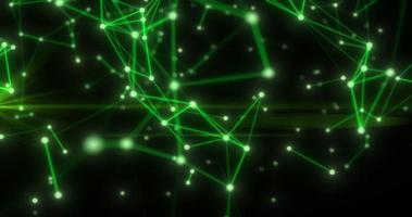 Abstract hi-tech green glowing lines with dots and plexus triangles, abstract background photo